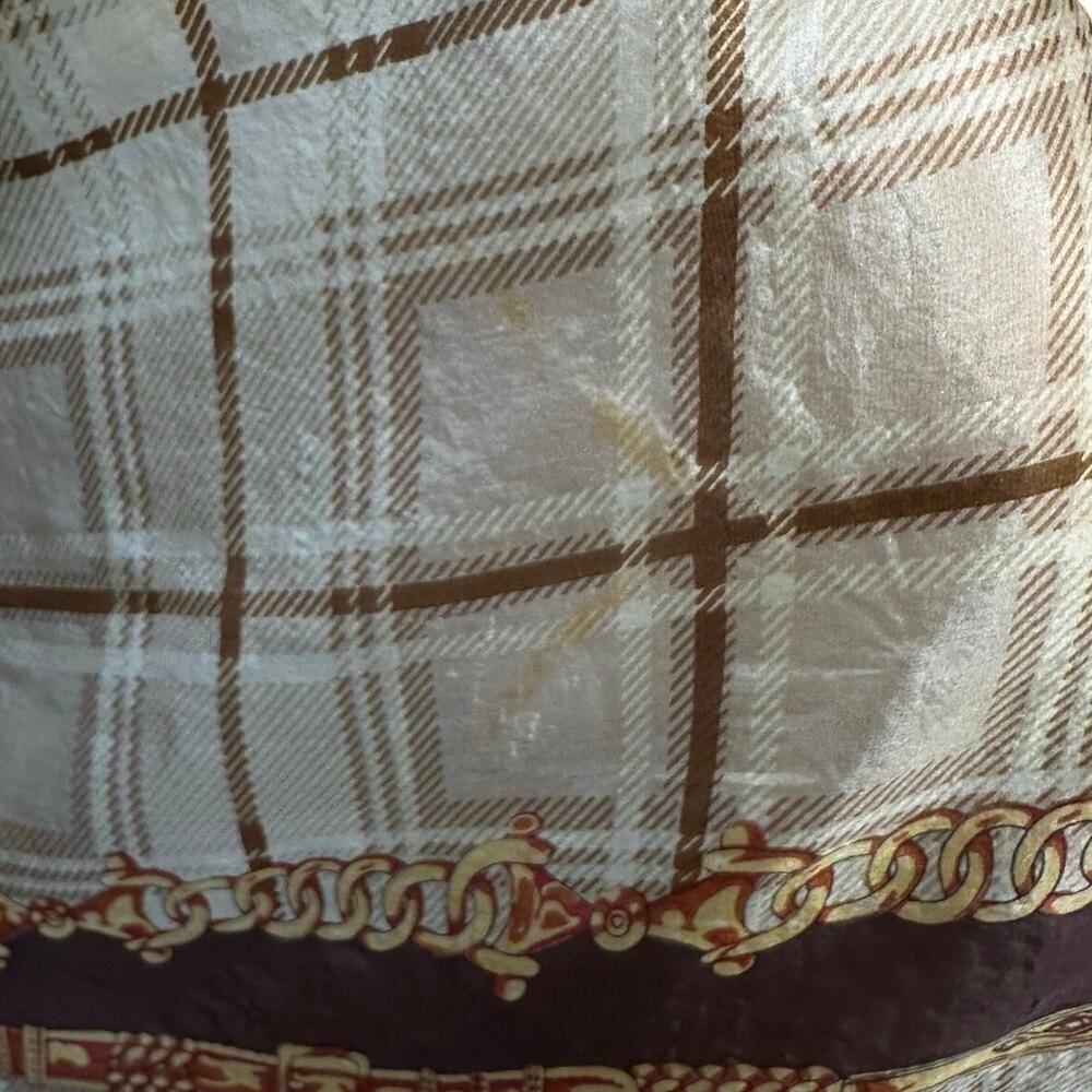 Equestrian Chain Motif 100% Silk Long 58”L x 25.5”W Gold Cowgirl Western Scarf - Picture 8 of 11